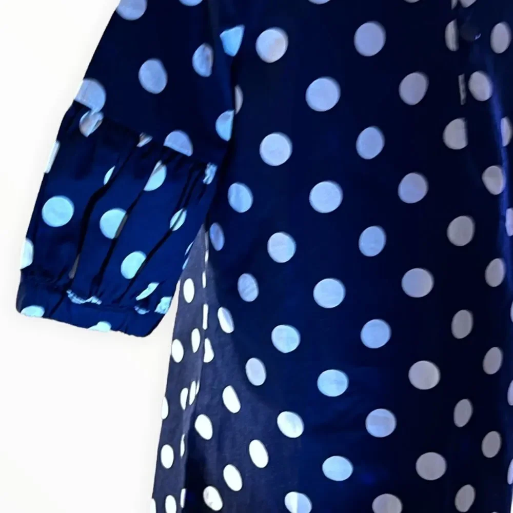 UNITED COLORS OF BENETTON | Navy | Polka Dot Puffer Sleeves Dress